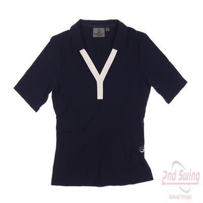 New Womens Foray Golf V-Neck Henley Polo Small S Navy Blue MSRP $125