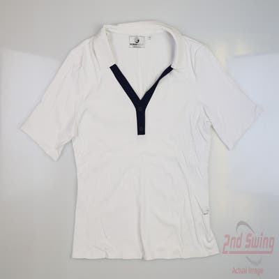 New Womens Foray Golf V-Neck Henley Polo Large L White MSRP $125