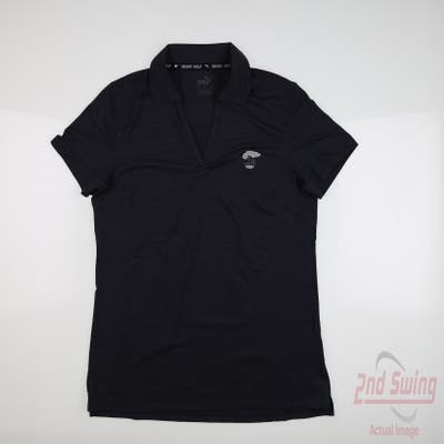 New W/ Logo Womens Puma Cloudspun Coast Polo Small S Navy Blue MSRP $55