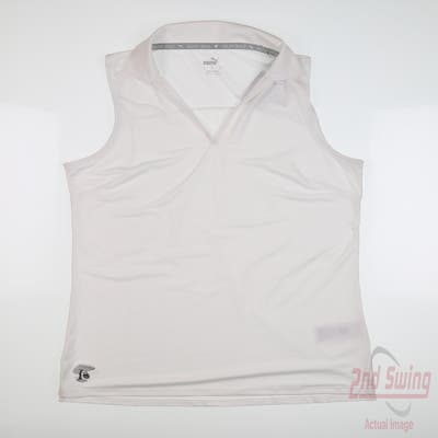 New W/ Logo Womens Puma Cloudspun Coast Sleeveless Polo Small S White MSRP $50