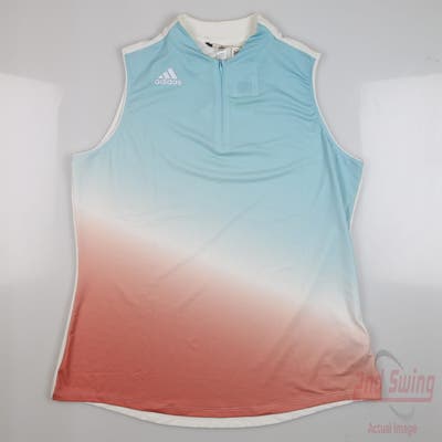 New Womens Adidas Gradient Sleeveless Polo Medium M Multi MSRP $70