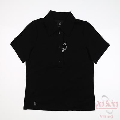 New Womens GG BLUE Polo Medium M Black MSRP $96