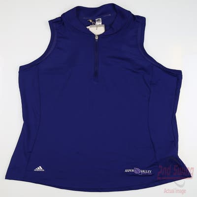 New W/ Logo Womens Adidas Sleeveless Polo Medium M Blue MSRP $60