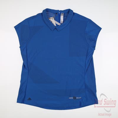 New W/ Logo Womens Adidas Polo Medium M Blue MSRP $65