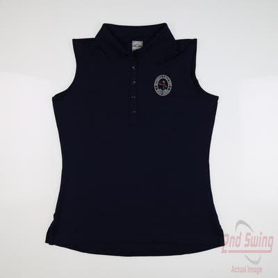 New W/ Logo Womens Callaway Golf Sleeveless Polo Small S Navy Blue MSRP $54
