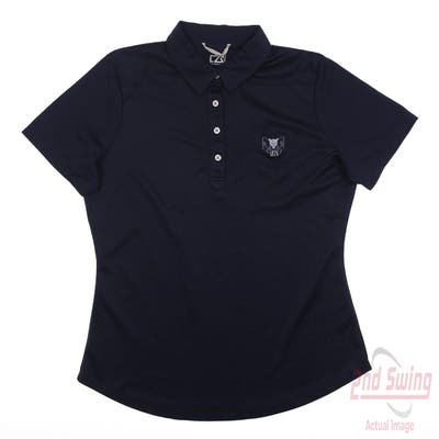 New W/ Logo Womens Cutter & Buck Golf Polo Medium M Navy Blue MSRP $55