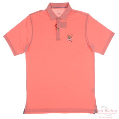 New W/ Logo Mens Peter Millar Polo Medium M Coral MSRP $100