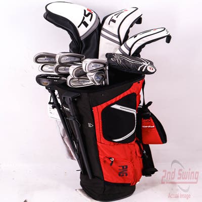 Complete Set of Men's Titleist TaylorMade Callaway Cleveland Odyssey Golf Clubs + Ping Hoofer Craz-E Lite Stand Bag - Right Hand Stiff Flex Graphite Shafts