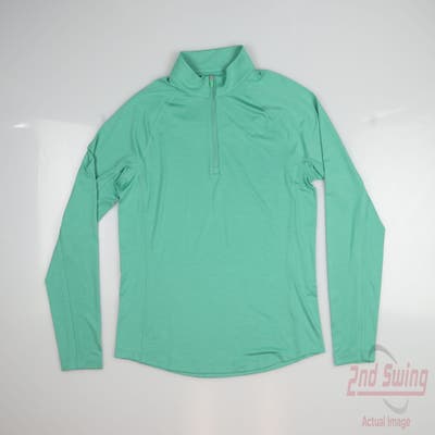 New Womens Puma You-v Solid 1/4 Zip Pullover Small S Green MSRP $70