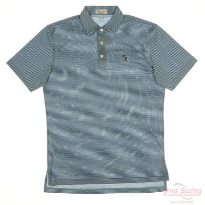 New W/ Logo Mens Peter Millar Polo Small S Blue MSRP $100