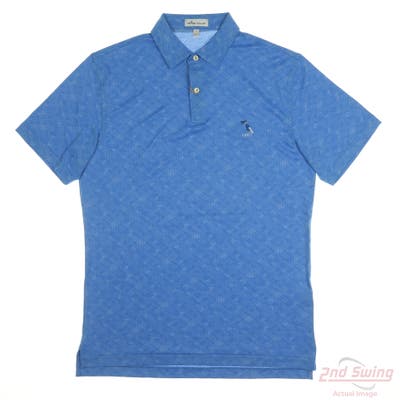 New W/ Logo Mens Peter Millar Polo Small S Blue MSRP $100