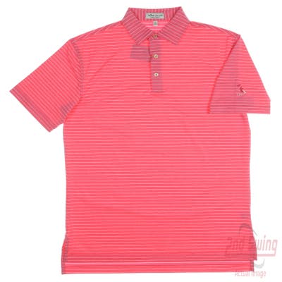 New W/ Logo Mens Peter Millar Polo Small S Pink MSRP $100