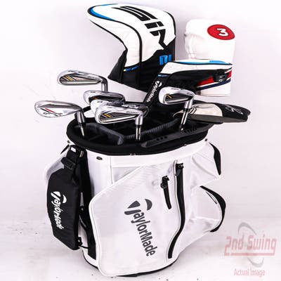 Complete Set of Men's TaylorMade Callaway Ping Golf Clubs + TaylorMade Cart Bag - Right Hand Stiff Flex Steel Shafts