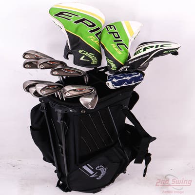 Complete Set of Men's Cobra Titleist Ping TaylorMade Golf Clubs + Callaway Stand Bag - Right Hand Regular Flex Steel Shafts