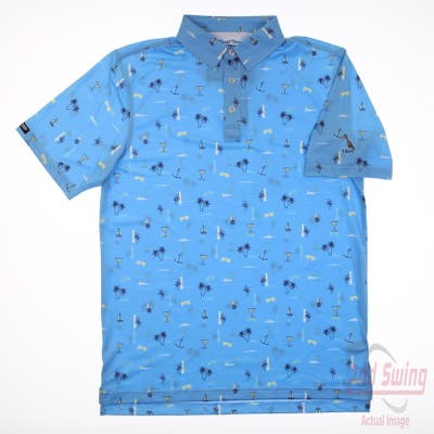 New W/ Logo Mens Straight Down Polo Small S Blue MSRP $90