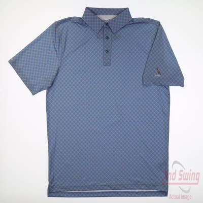 New W/ Logo Mens Straight Down Polo Medium M Blue MSRP $95