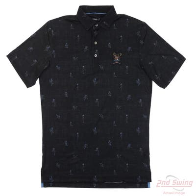 New W/ Logo Mens Johnnie-O Polo Medium M Black MSRP $90