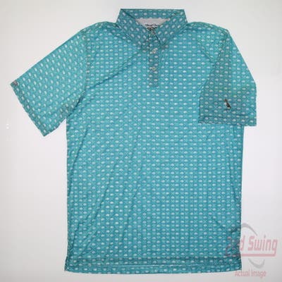 New W/ Logo Mens Straight Down Polo XX-Large XXL Blue MSRP $90