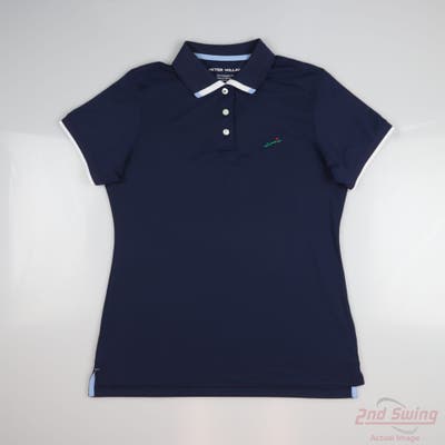 New W/ Logo Womens Peter Millar Polo Medium M Navy Blue MSRP $109