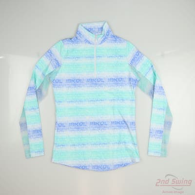 New Womens IBKUL Long Sleeve Medium M Blue MSRP $98