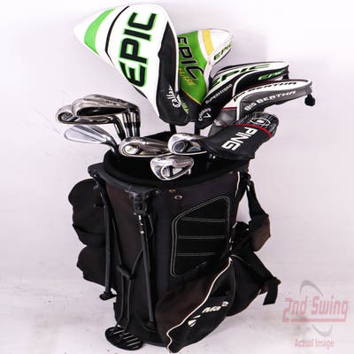 Complete Set of Men's TaylorMade Adams Ping Odyssey Golf Clubs + TaylorMade Stand Bag - Right Hand Regular Flex Graphite Shafts