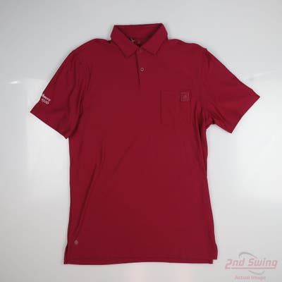 New W/ Logo Mens Adidas Polo Small S Maroon MSRP $75