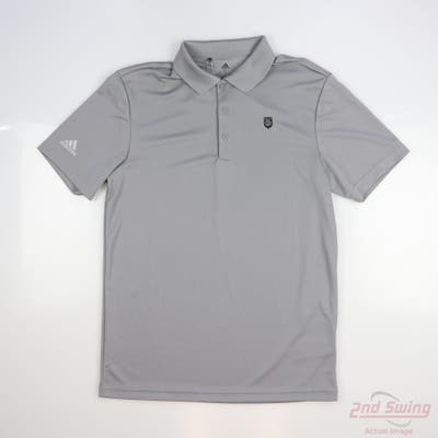 New W/ Logo Mens Adidas Polo Small S Gray MSRP $80