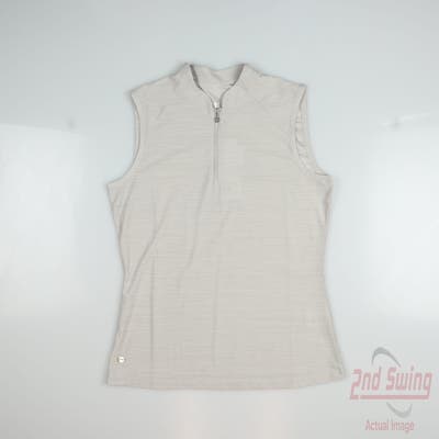 New Womens Nivo Sport Sleeveless Polo Medium M Tan MSRP $88