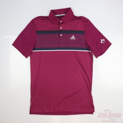 New W/ Logo Mens Adidas Polo Small S Maroon MSRP $70