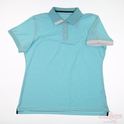 New W/ Logo Womens Peter Millar Polo Large L Blue MSRP $99