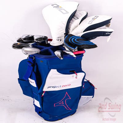 Complete Set of Women's TaylorMade Golf Clubs + Mizuno Project Zero Lightweight 7-Way Cart Bag - Right Hand Ladies Flex Graphite Shafts