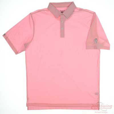 New W/ Logo Mens Straight Down Polo X-Large XL Pink MSRP $96