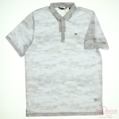 New W/ Logo Mens Travis Mathew Polo XX-Large XXL White Grey MSRP $112