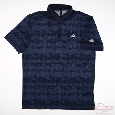 New W/ Logo Mens Adidas Polo Medium M Navy Blue MSRP $75