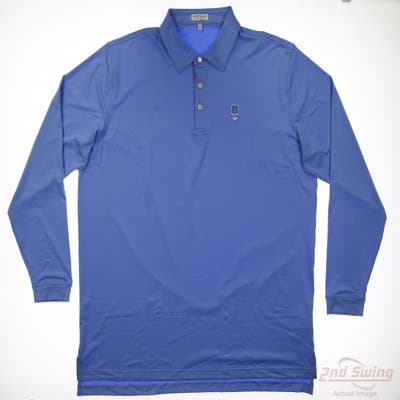 New W/ Logo Mens Peter Millar Long Sleeve Polo XX-Large XXL Blue MSRP $125