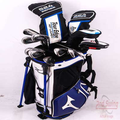 Complete Set of Men's Titleist TaylorMade Callaway Odyssey Golf Clubs + Mizuno Stand Bag - Right Hand Stiff Flex Steel Shafts