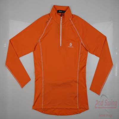 New W/ Logo Womens Ralph Lauren RLX 1/4 Zip Pullover Medium M Orange MSRP $130