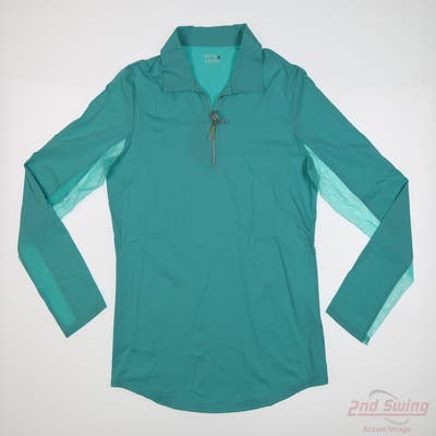 New Womens BETTE & COURT 1/4 Zip Pullover Medium M Green MSRP $50