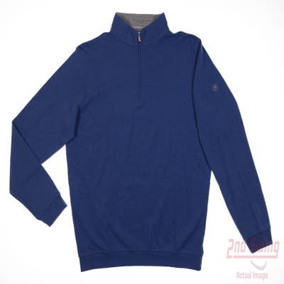 New W/ Logo Mens Peter Millar 1/4 Zip Pullover Small S Blue MSRP $149