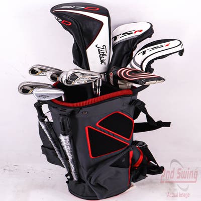 Complete Set of Men's Tour Edge Ping Adams Callaway Odyssey Golf Clubs + Datrek Stand Bag - Right Hand Regular Flex Steel Shafts