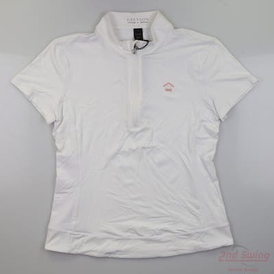 New W/ Logo Womens Greyson Polo Medium M White MSRP $105