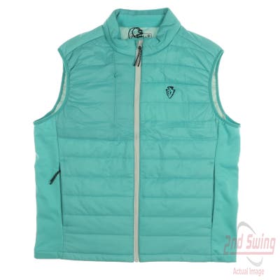 New W/ Logo Mens Straight Down Vest Medium M Green MSRP $152