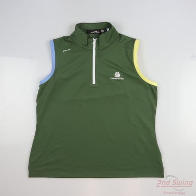 New W/ Logo Mens Ralph Lauren RLX Sleeveless Polo Large L Green MSRP $110