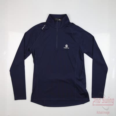 New W/ Logo Womens Ralph Lauren RLX 1/4 Zip Pullover Large L Navy Blue MSRP $130