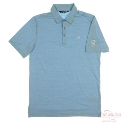 New W/ Logo Mens Travis Mathew Polo Medium M Blue MSRP $95