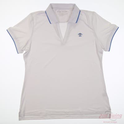 New W/ Logo Womens Peter Millar Polo Large L White MSRP $115