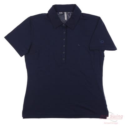 New W/ Logo Womens Travis Mathew Polo Large L Navy Blue MSRP $80